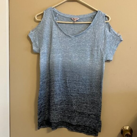 Juicy Couture Blue Ombre Metallic Cold-Shoulder Top - Picture 1 of 4